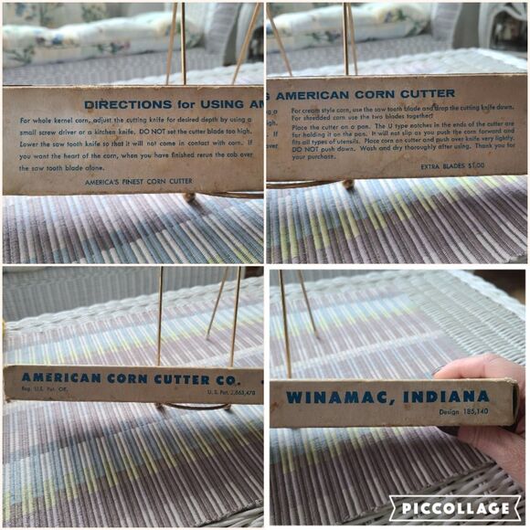 Vintage American Corn Cutter Corn On The Cob Cutting Kitchen Tool Winamac - Picture 9 of 10